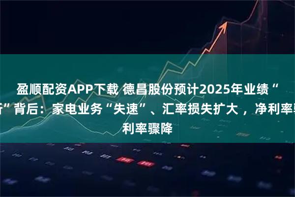 盈顺配资APP下载 德昌股份预计2025年业绩“腰斩”背后：家电业务“失速”、汇率损失扩大 ，净利率骤降